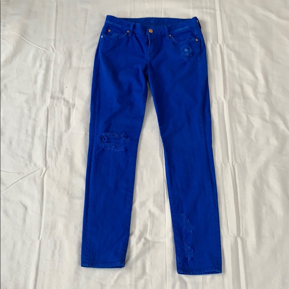 7 for All Mankind Indigo Blue Ripped Jeans